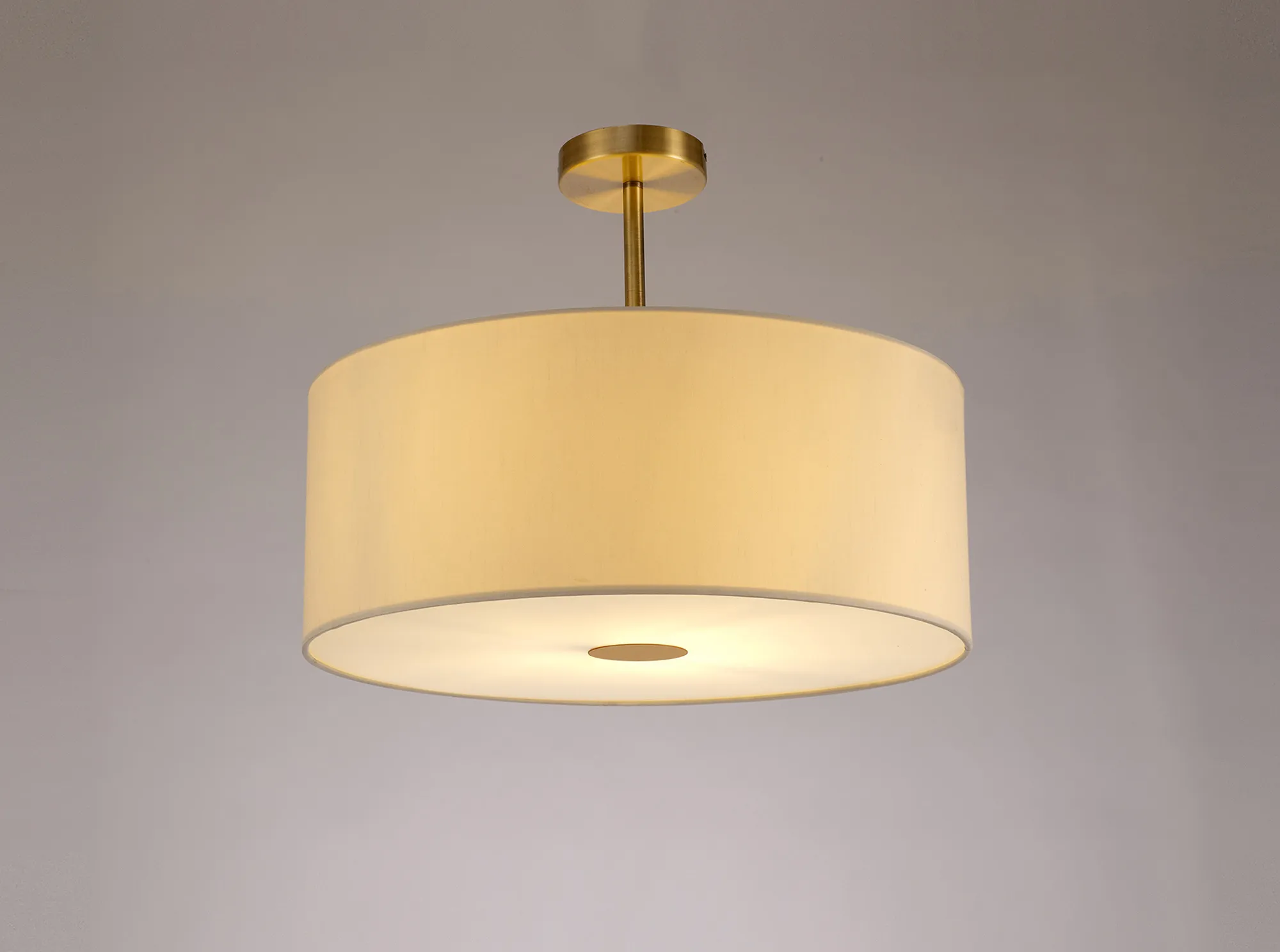 Baymont 50cm Semi Flush 1 Light Antique Brass, Ivory Pearl, Frosted Diffuser DK0183  Deco Baymont AB IV